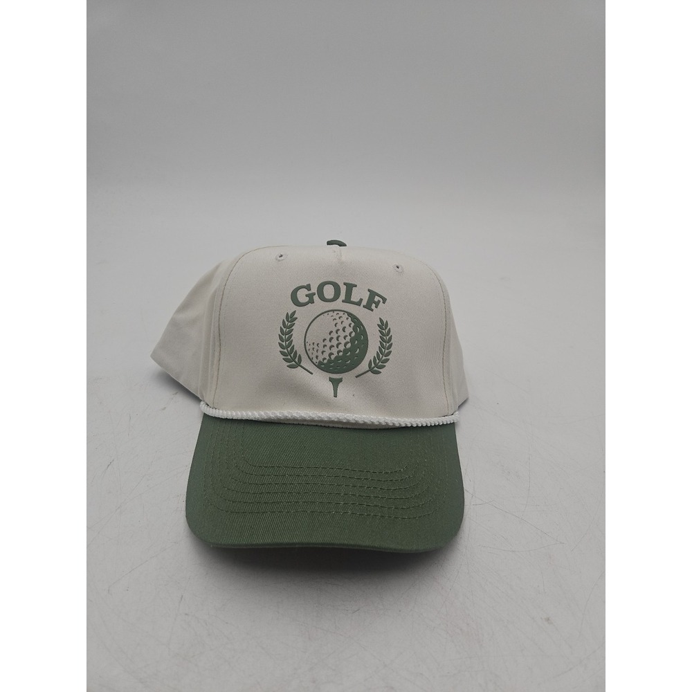 Golf Dad Hat Green And Beige , White Rope In White New Snap Back